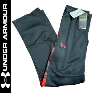 NWT Under Armour Storm Fleece Boys’ Sweatpants Black and Red || Large